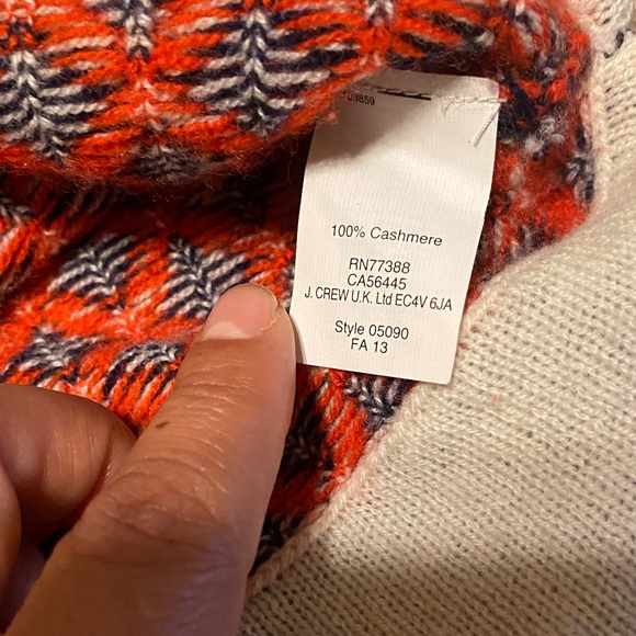 J. Crew Red and navy Geometric Crew Neck Sweater - Picture 5 of 10